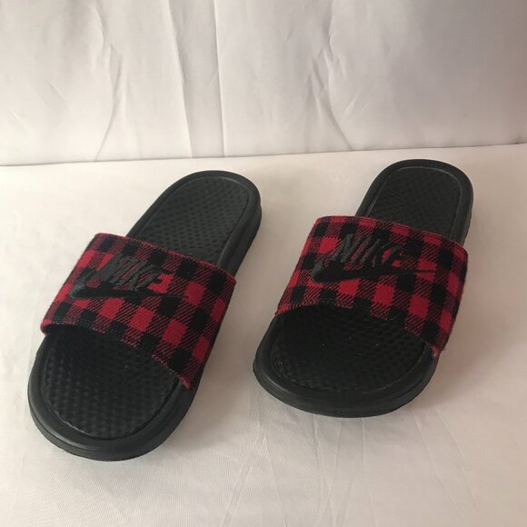 Nike Plaid Inside Upper Cushion Activewear Comfort Fit House Slippers - Picture 5 of 9